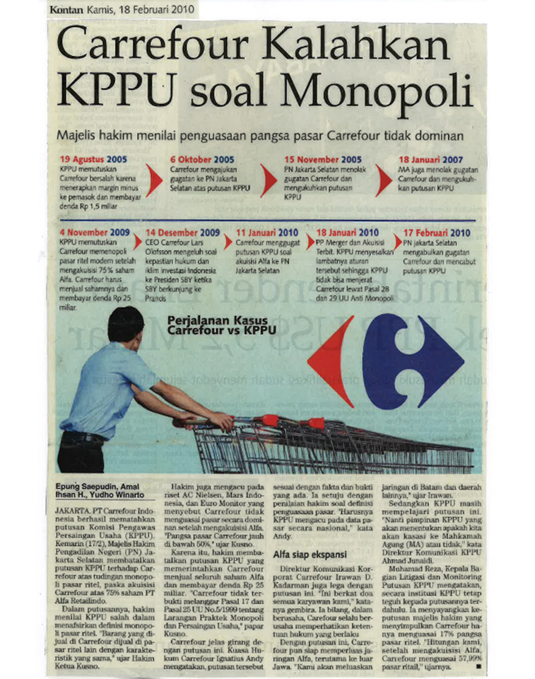 Carrefour Kalahkan KPPU soal Monopoli Carrefour Kalahkan KPPU soal Monopoli