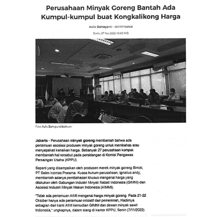 Perusahaan Minyak Goreng Bantah Ada Kumpul-kumpul buat Kongkalikong Harga Perusahaan Minyak Goreng Bantah Ada Kumpul-kumpul buat Kongkalikong Harga